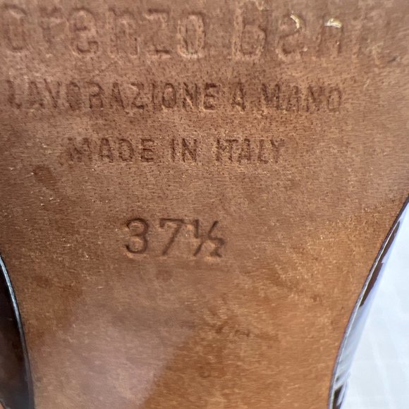 Lorenzo Banfi Slip On Open Toe Patent Leather Cuban Heel Shoes Black Size 37.5 - Picture 7 of 7